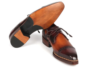 PAUL PARKMAN Shoes Paul Parkman Norwegian Welted Cap Toe Derby Shoes Bordeaux & Brown (ID#8508-BRW)