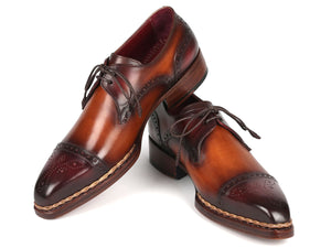 PAUL PARKMAN Shoes Paul Parkman Norwegian Welted Cap Toe Derby Shoes Bordeaux & Brown (ID#8508-BRW)