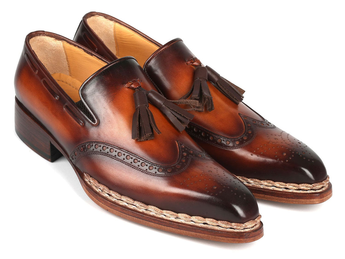 PAUL PARKMAN Shoes Paul Parkman Norwegian Welted Tassel Loafers Brown Burnished (ID#8507-BRW)