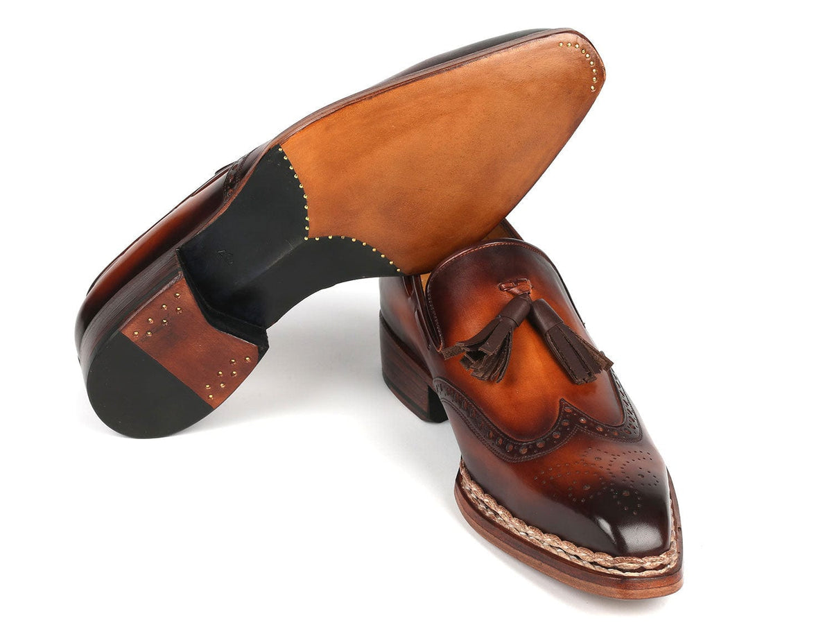 PAUL PARKMAN Shoes Paul Parkman Norwegian Welted Tassel Loafers Brown Burnished (ID#8507-BRW)
