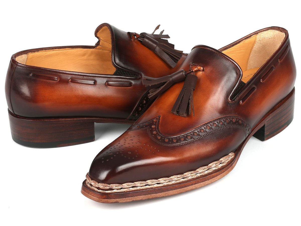 PAUL PARKMAN Shoes Paul Parkman Norwegian Welted Tassel Loafers Brown Burnished (ID#8507-BRW)