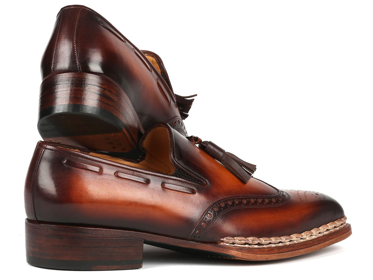 PAUL PARKMAN Shoes Paul Parkman Norwegian Welted Tassel Loafers Brown Burnished (ID#8507-BRW)