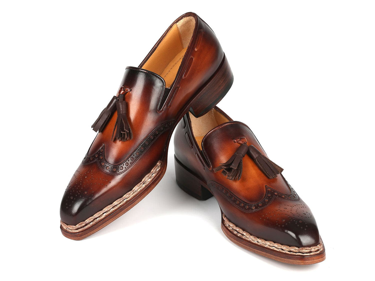 PAUL PARKMAN Shoes Paul Parkman Norwegian Welted Tassel Loafers Brown Burnished (ID#8507-BRW)
