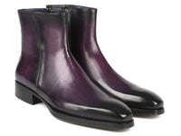PAUL PARKMAN Shoes Paul Parkman Purple Burnished Side Zipper Boots Goodyear Welted (ID#BT3955-PRP)