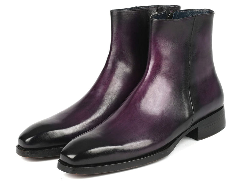PAUL PARKMAN Shoes Paul Parkman Purple Burnished Side Zipper Boots Goodyear Welted (ID#BT3955-PRP)