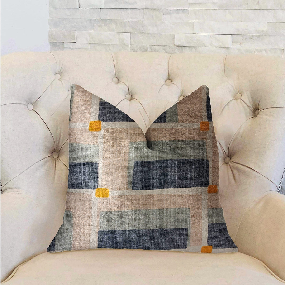 Plutus Brands Home & Garden - Home Textile - Pillows Plutus Bay Window Blue and Beige Luxury Throw Pillow