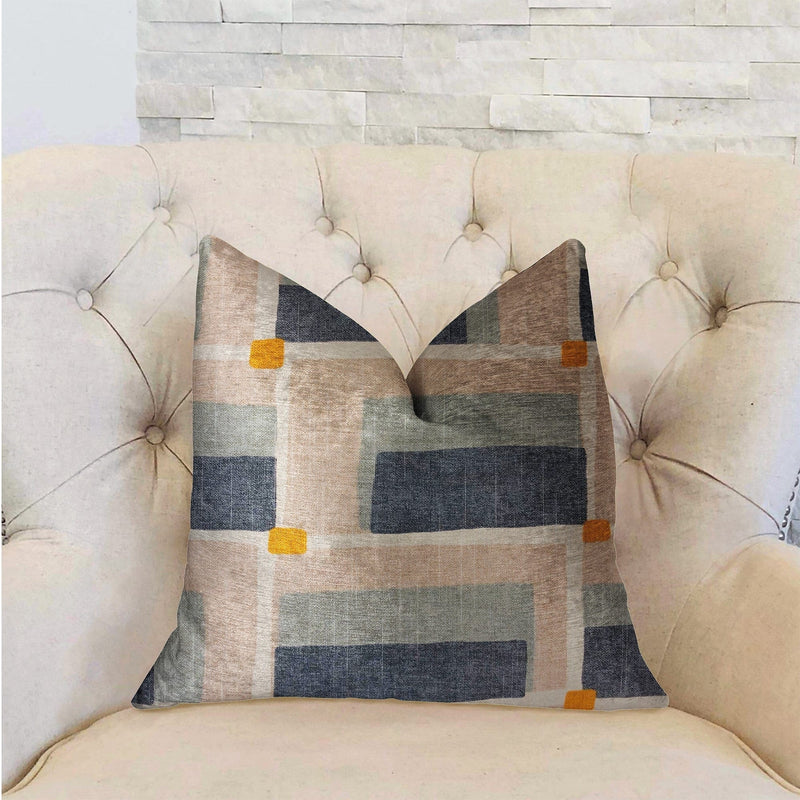 Plutus Brands Home & Garden - Home Textile - Pillows Plutus Bay Window Blue and Beige Luxury Throw Pillow