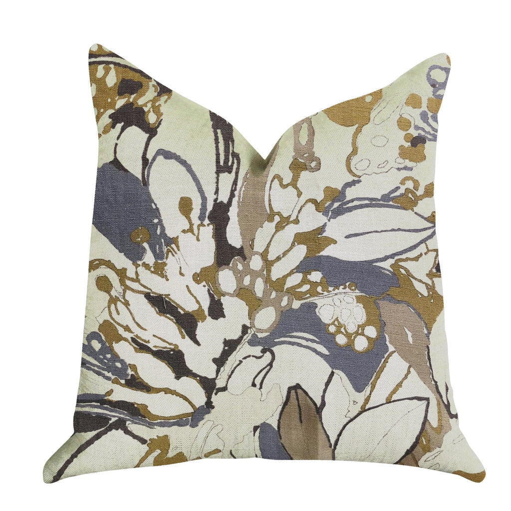 Plutus Brands Home & Garden - Home Textile - Pillows Plutus Camellia Floral Blue, Beige Tones Luxury Throw Pillow