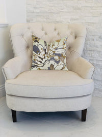 Plutus Brands Home & Garden - Home Textile - Pillows Plutus Camellia Floral Blue, Beige Tones Luxury Throw Pillow