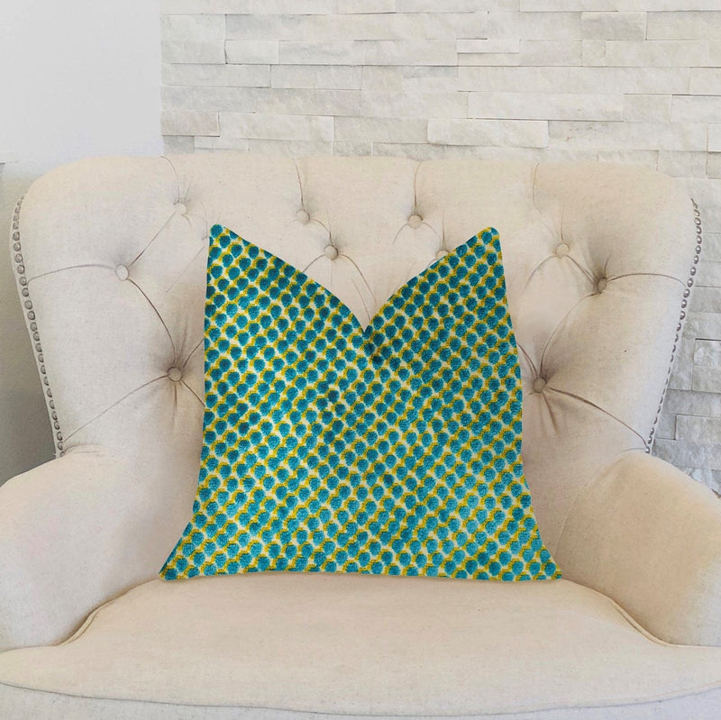 Plutus Brands Home & Garden - Home Textile - Pillows Plutus Sea Green Iota Turquoise Luxury Throw Pillow