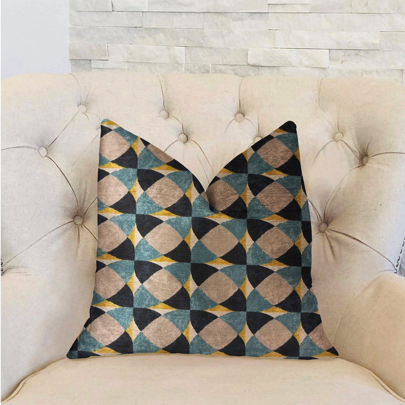 Plutus Brands Home & Garden - Home Textile - Pillows Plutus Shape Reflections Blue and Beige Luxury Throw Pillow