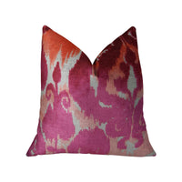 Plutus Brands Home & Garden - Home Textile - Pillows Plutus Velvet Grayce Fuchsia Coral and Cream Handmade Luxury Pillow