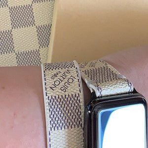 Repurposed Gifts apple watch band 38mm / Black Handmade Apple Watch Band Re-Purposed Double Turn Azur Monogram for Apple Watch Series 1, 2, 3, 4, 5, 6, SE