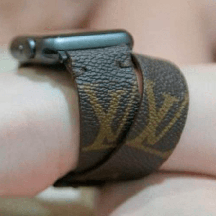 Repurposed Gifts apple watch band 38mm / Black Handmade Apple Watch Band Re-Purposed Double Turn Classic Brown Monogram for Apple Watch Series 1, 2, 3, 4, 5,6, SE, 7