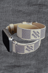 Repurposed Gifts apple watch band 38mm / Silver Handmade Apple Watch Band Re-Purposed Double Turn Azur Monogram for Apple Watch Series 1, 2, 3, 4, 5, 6, SE