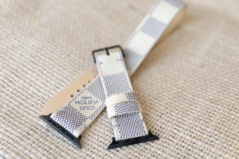 Repurposed Gifts apple watch band Handmade Apple Watch Band Re-Purposed Double Turn Azur Monogram for Apple Watch Series 1, 2, 3, 4, 5, 6, SE