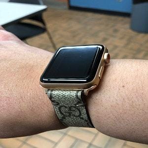 Repurposed Gifts Women - Accessories - Watches 38mm / Rose Gold / Black Apple Watch Band Classic GG Monogram