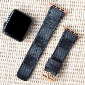 Repurposed Gifts Women - Accessories - Watches 38mm / Rose Gold / Black Apple Watch Band Damier LV Monogram Double Loop