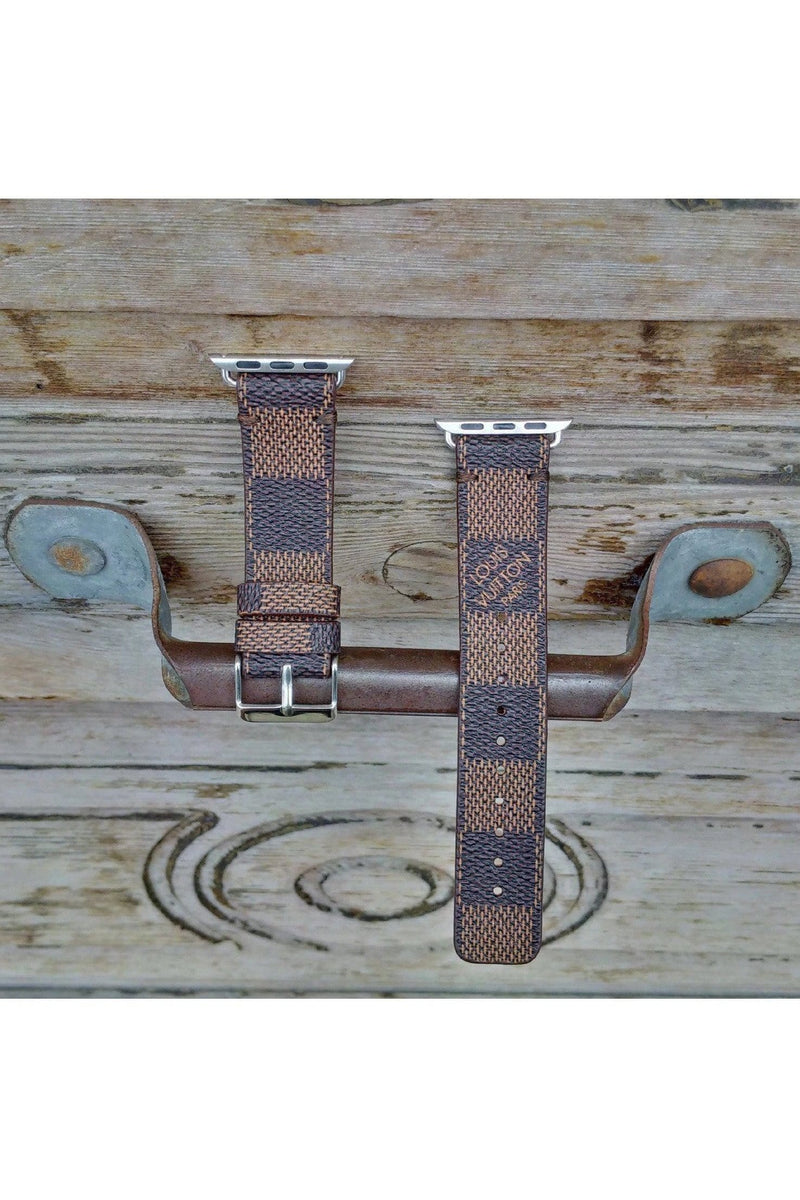 Repurposed Gifts Women - Accessories - Watches 38mm / Silver Apple Watch Band  Damier LV Monogram Brown