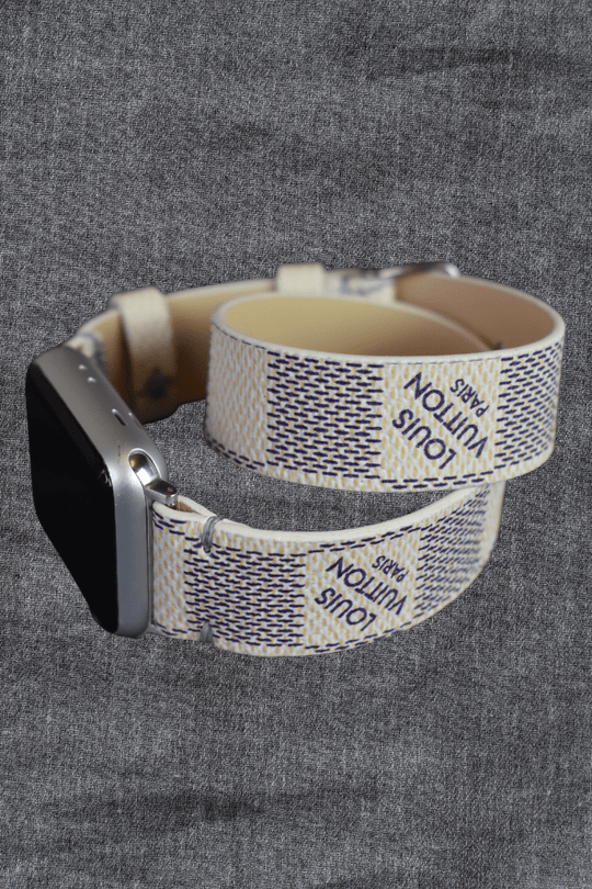 Apple Watch Band Repurposed Damier LV Monogram Double Loop, 38mm / Gold / Azur