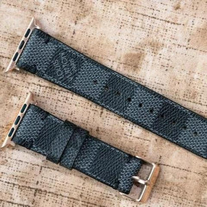 Repurposed Gifts Women - Accessories - Watches 38mm / Silver / Black Apple Watch Band Damier LV Monogram Double Loop