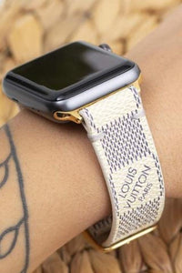 Apple Watch Band Repurposed Classic LV Monogram Damier Azur, 38mm / Rose Gold