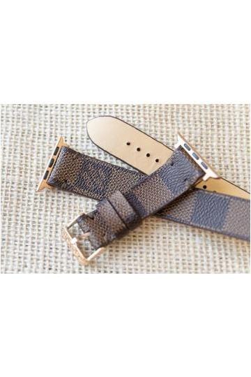 Repurposed Gifts Women - Accessories - Watches 42mm / Gold / Brown Apple Watch Band Damier LV Monogram Double Loop