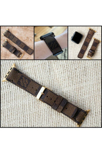 Repurposed Gifts Women - Accessories - Watches 42mm / Silver Apple Watch Band  Damier LV Monogram Brown