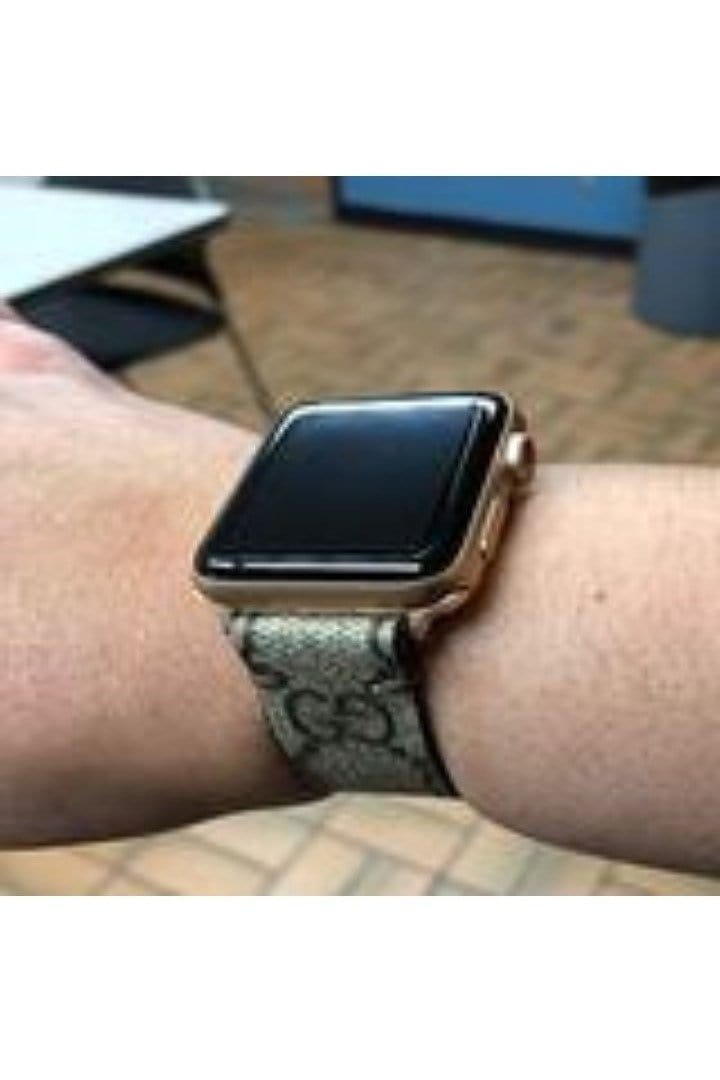 Apple Watch Band Repurposed Classic GG Monogram, 42mm / Black / Blackish Brown