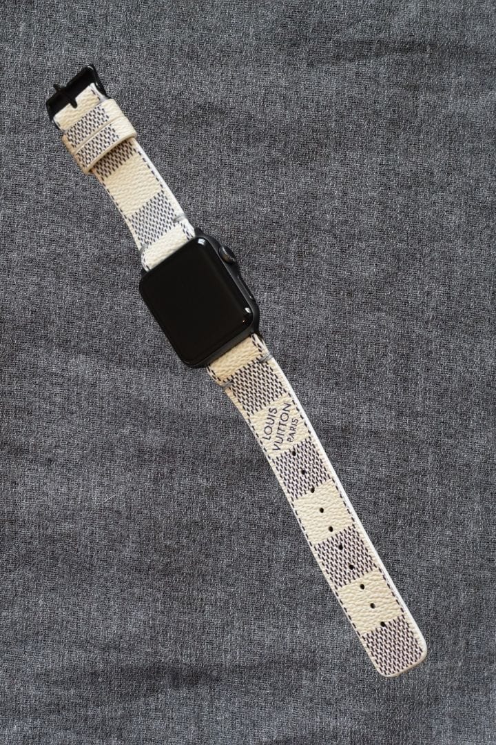 Apple Watch Band Repurposed Classic LV Monogram Damier Azur, 38mm / Silver