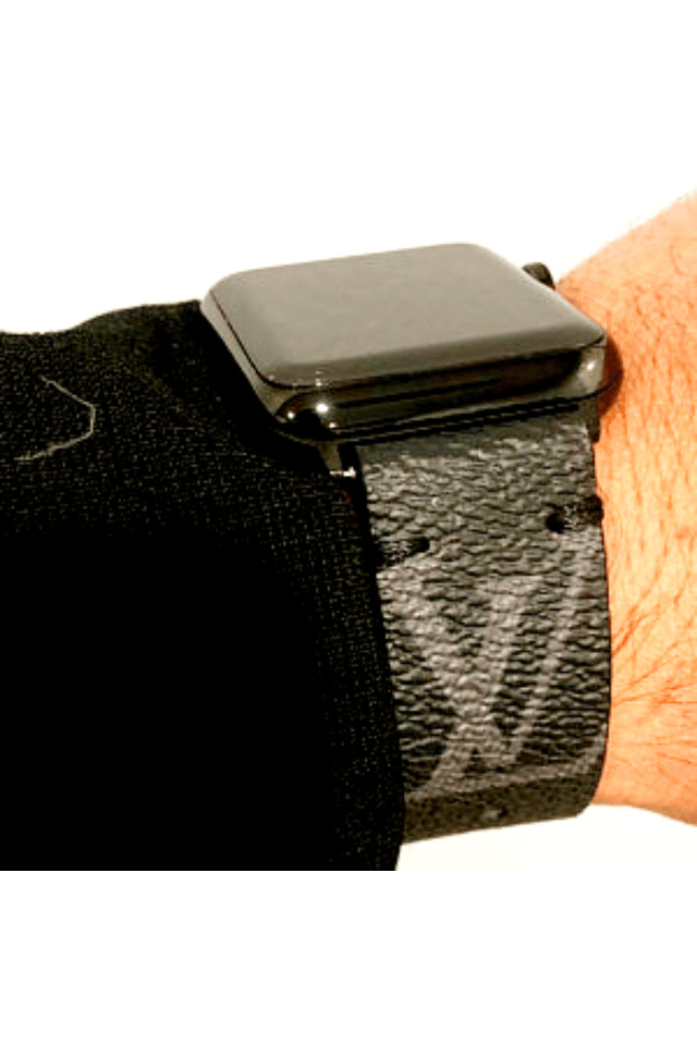 Double Wrap Classic LV Logo Apple Watch Band - Graphite - Style Halo