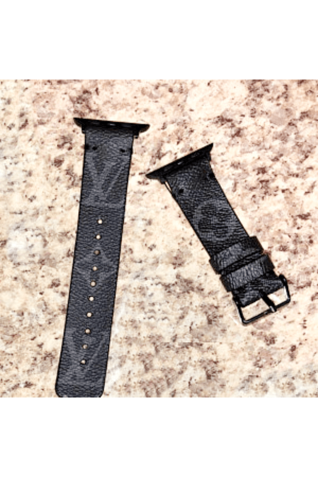 Double Wrap Classic LV Logo Apple Watch Band - Graphite - Style Halo