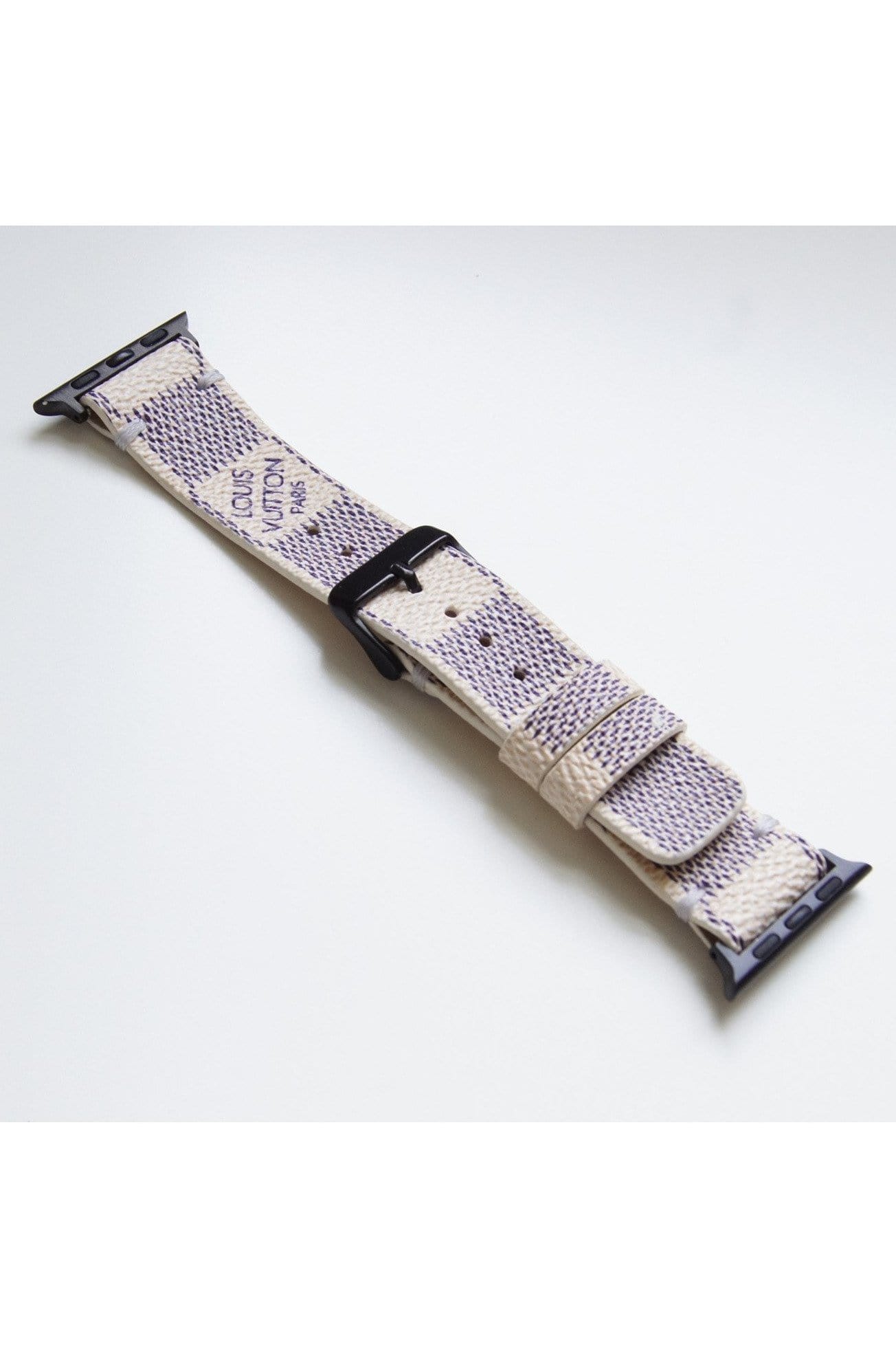 Apple Watch Band Repurposed Classic LV Monogram Damier Azur, Series 7-9 45mm (also Fits 49mm Watch) / Gold