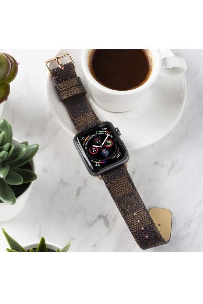 Apple Watch Band Repurposed Damier LV Monogram Double Loop, 40mm/41mm / Black / Brown