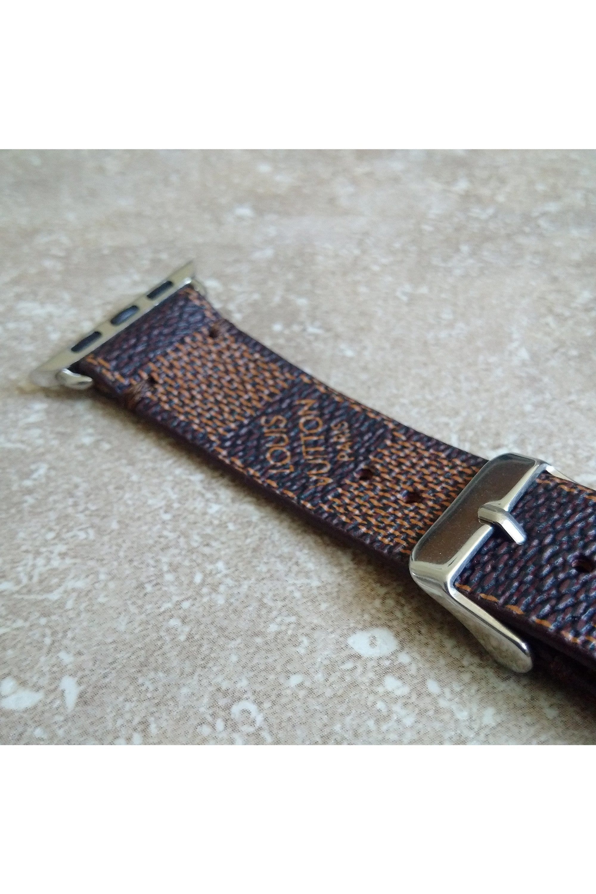 Apple Watch Band Repurposed Damier LV Monogram Brown, Series 7-9 41mm / Silver