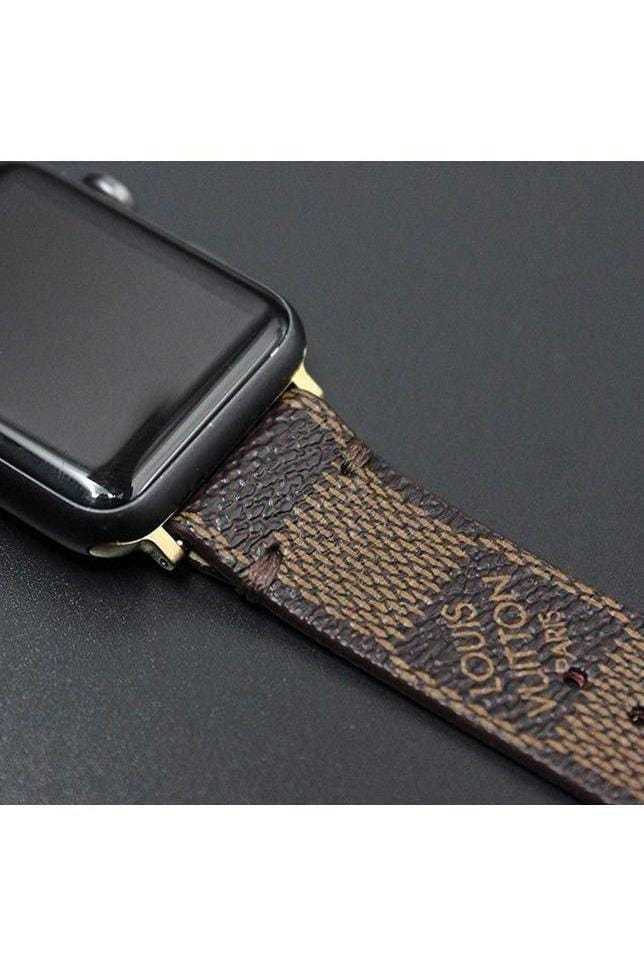 Apple Watch Band Repurposed Damier LV Monogram Brown, Series 7-9 41mm / Gold
