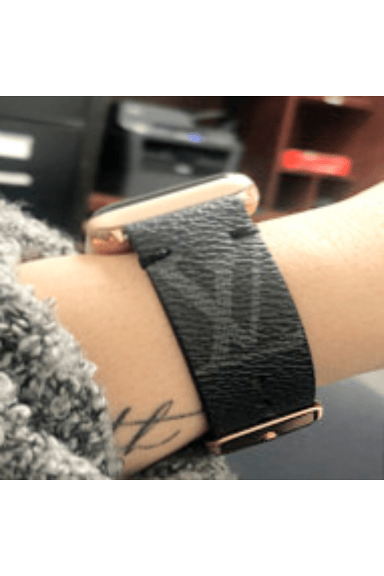 Apple Watch Band Repurposed Classic LV Monogram, Black / Series 7-9 45mm (also Fits 49mm Watch) / Black