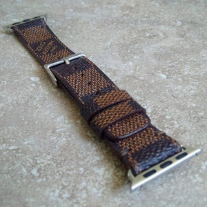 Repurposed Gifts Women - Accessories - Watches Series 7 38mm/40mm / Silver / Brown Apple Watch Band Damier LV Monogram Double Loop