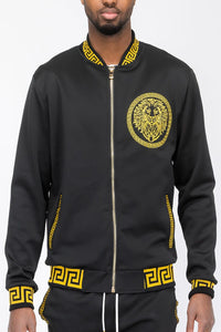 WEIV Men's Fashion - Men's Clothing - Jackets & Coats - Jackets BLACK / S Lion Head Embroidered Track Jacket