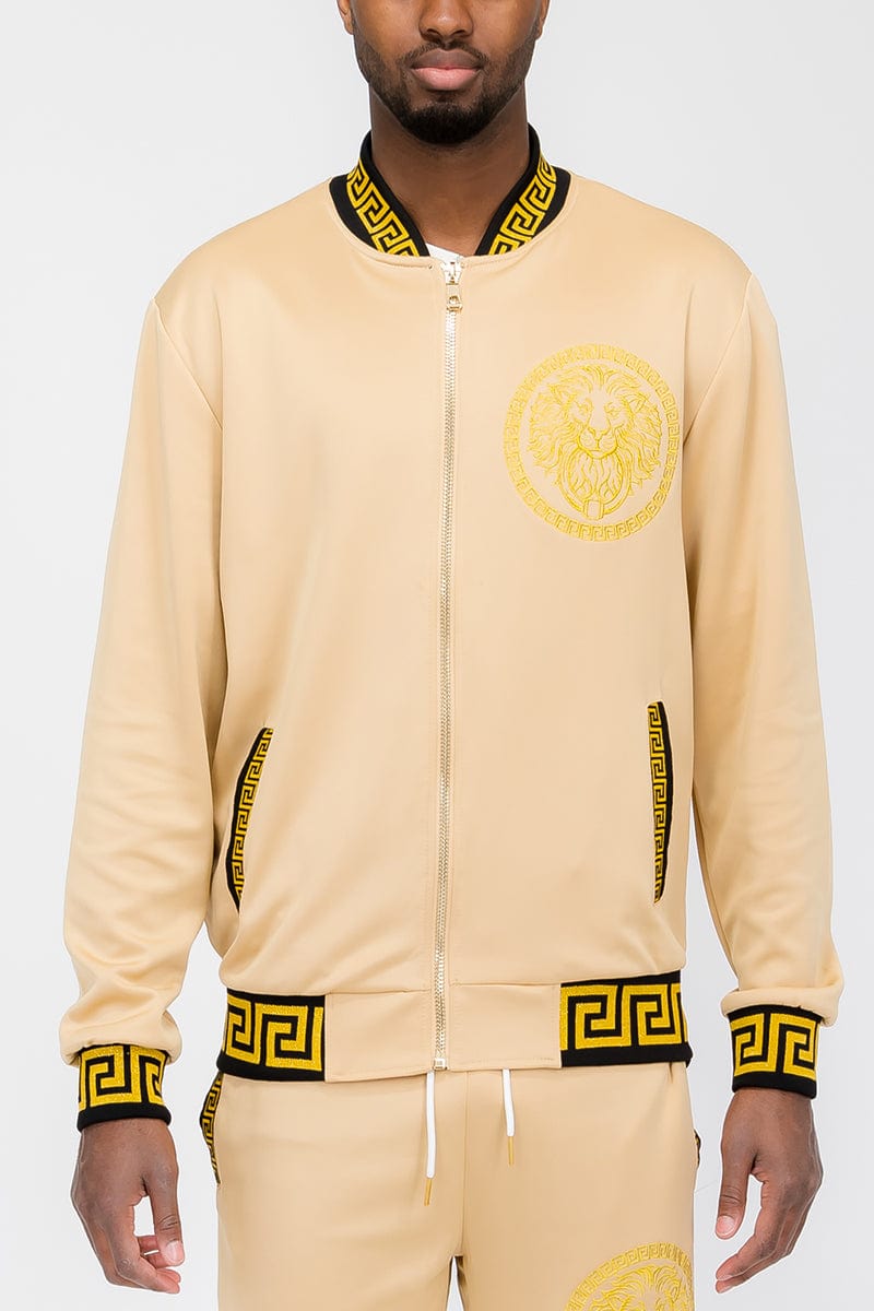 WEIV Men's Fashion - Men's Clothing - Jackets & Coats - Jackets KHAKI / S Lion Head Embroidered Track Jacket