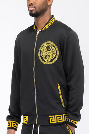 WEIV Men's Fashion - Men's Clothing - Jackets & Coats - Jackets Lion Head Embroidered Track Jacket