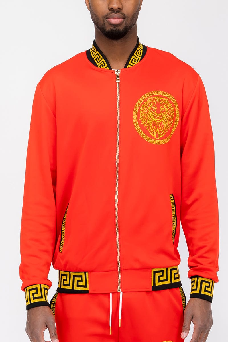 WEIV Men's Fashion - Men's Clothing - Jackets & Coats - Jackets RED / S Lion Head Embroidered Track Jacket