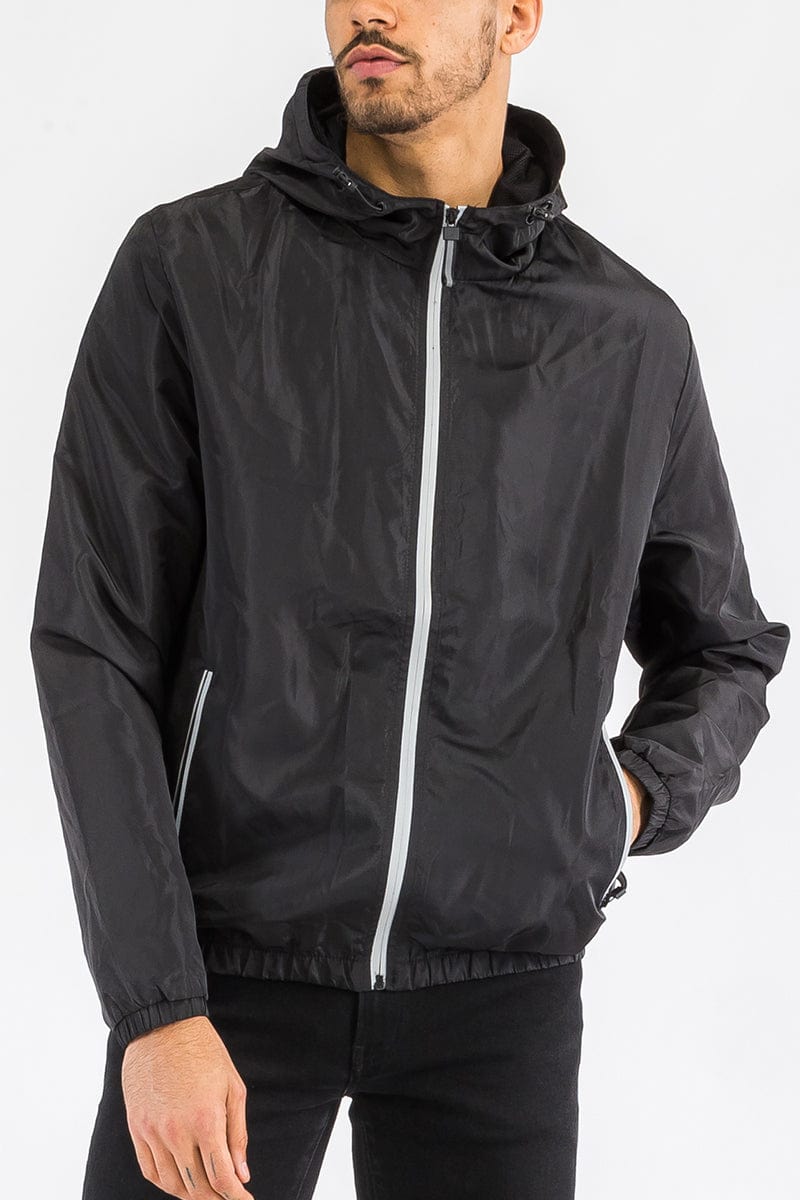 WEIV Men's Fashion - Men's Clothing - Jackets & Coats - Jackets Waterproof Reflective Zipper Windbreaker