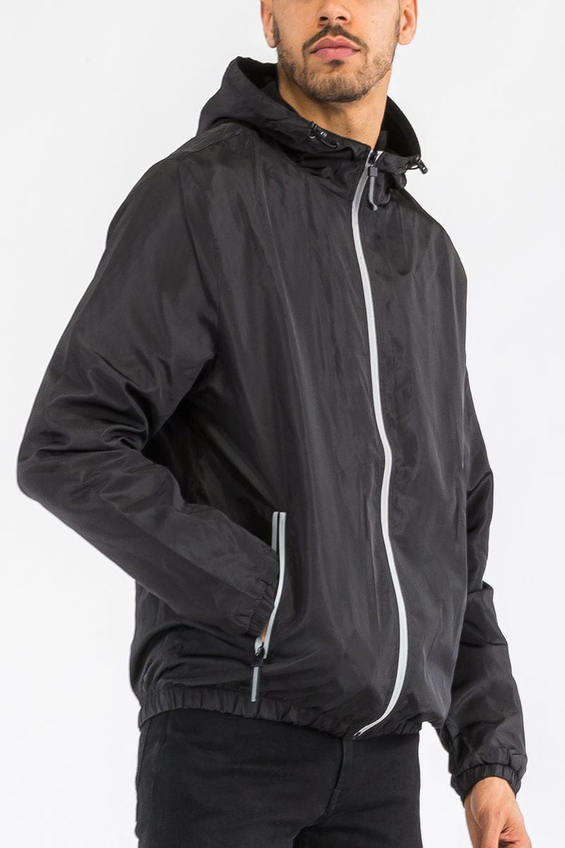 WEIV Men's Fashion - Men's Clothing - Jackets & Coats - Jackets Waterproof Reflective Zipper Windbreaker