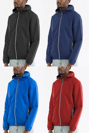 WEIV Men's Fashion - Men's Clothing - Jackets & Coats - Jackets Waterproof Reflective Zipper Windbreaker