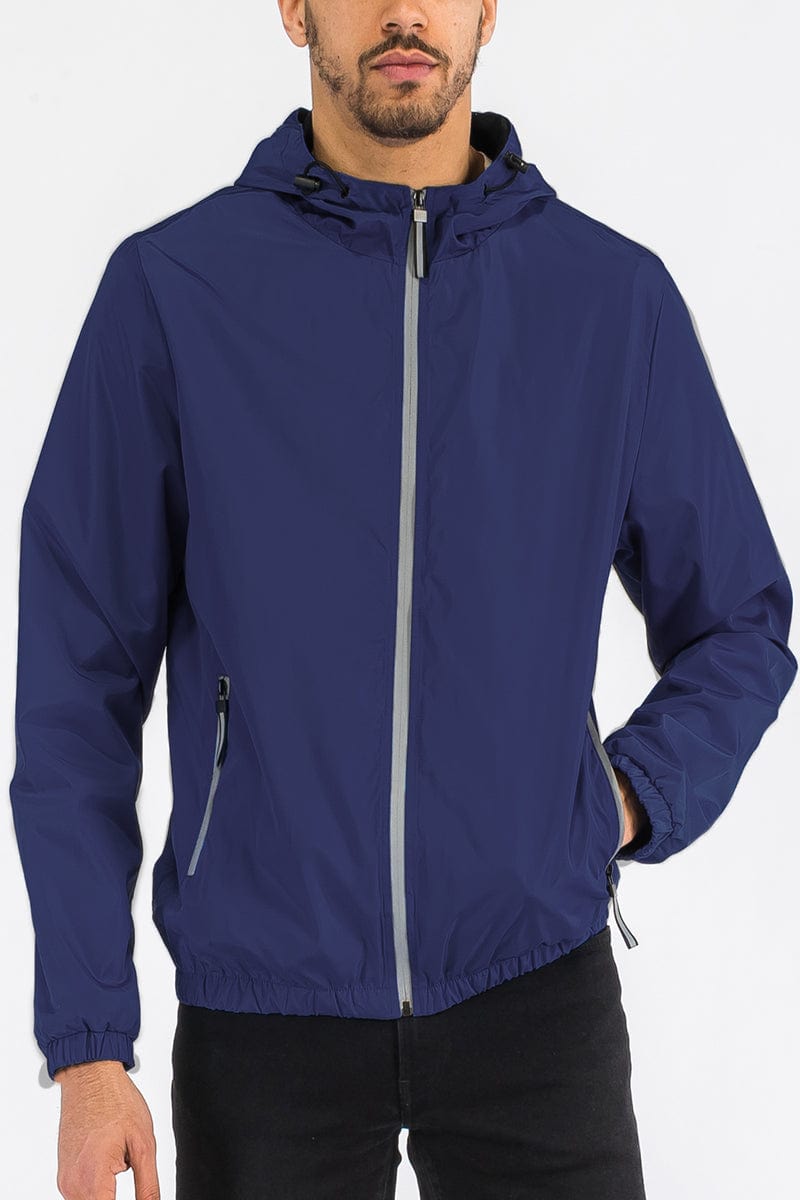 WEIV Men's Fashion - Men's Clothing - Jackets & Coats - Jackets Waterproof Reflective Zipper Windbreaker