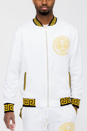 WEIV Men's Fashion - Men's Clothing - Jackets & Coats - Jackets WHITE / S Lion Head Embroidered Track Jacket