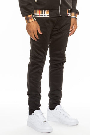 WEIV Men's Fashion - Men's Clothing - Pants - Casual Pants BLACK / S Checkered Plaid Design Track Pants