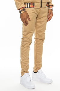 WEIV Men's Fashion - Men's Clothing - Pants - Casual Pants KHAKI / S Checkered Plaid Design Track Pants