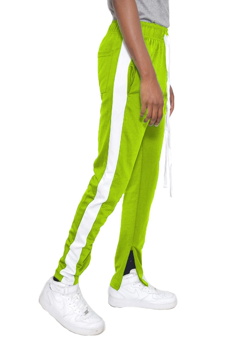 Single Stripe Track Pant in Lime Green & White - Himelhoch's